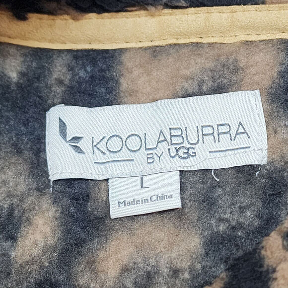 Koolaburra by UGG Women's Sherpa Fleece Pullover Brown Black Leopard Sz L - NEW - Picture 5 of 8
